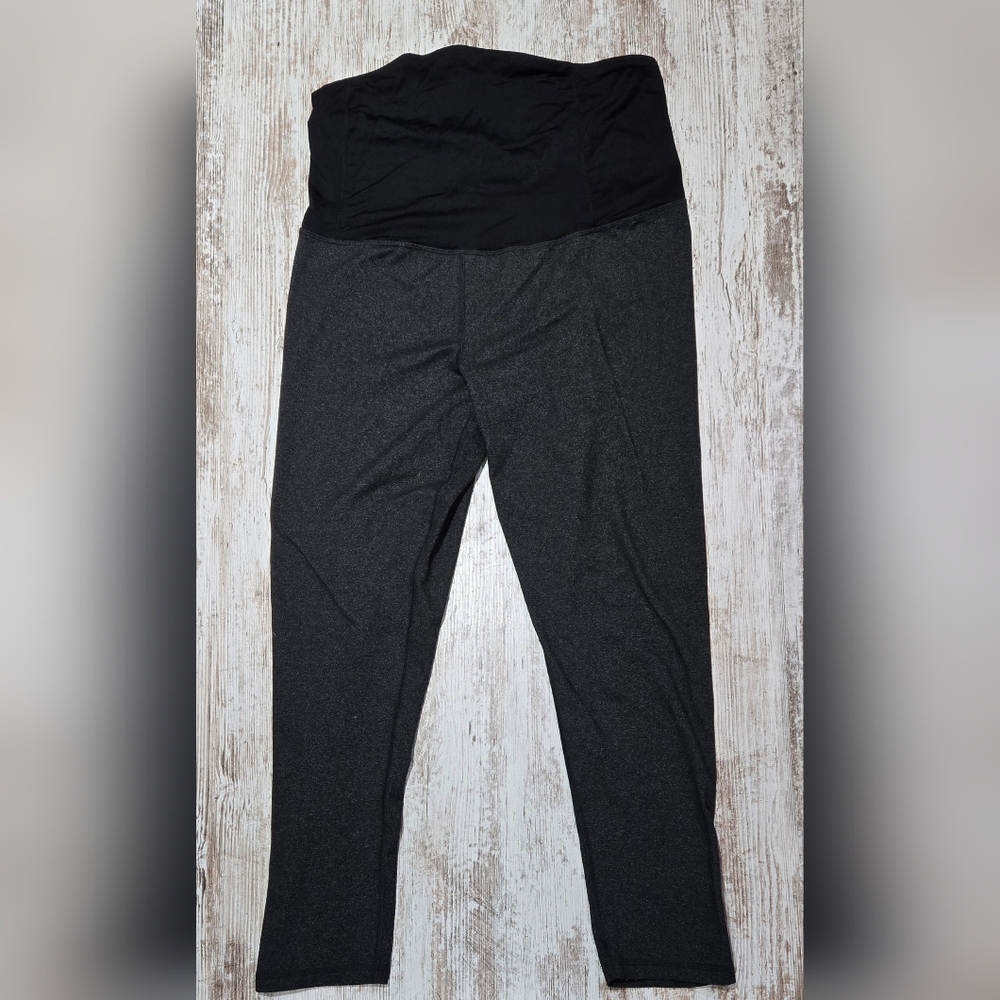 Maternity Dark Gray And Black Athletic Leggings